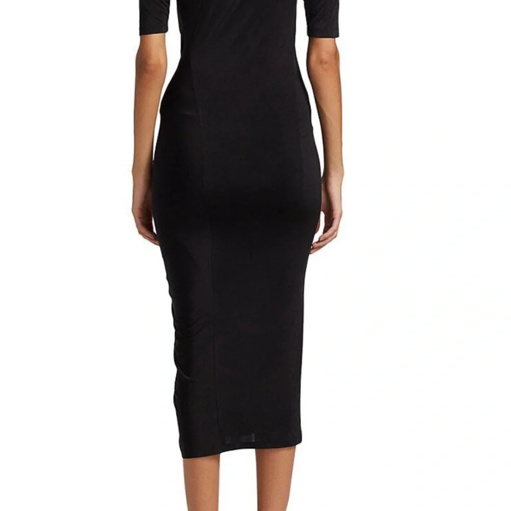 WAYF Rigby Stretch Satin Ruched Midi Dress - Picture 3 of 3